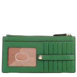 Antonio Melani East West Leather Flat Zip Wallet
